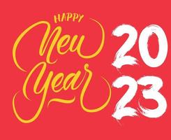 Happy New Year 2023 Holiday Illustration Vector Abstract Yellow And White With Red Background