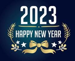 2023 Happy New Year Holiday Illustration Vector Abstract Gold And White With Blue Gradient Background