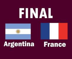 Argentina And France Flag Emblem With Names Final football Symbol Design Latin America And Europe Vector Countries Illustration