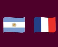 Argentina And France Flag Ribbon Symbol football Design Latin America And Europe Vector Countries Illustration