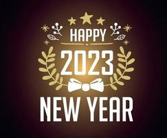 2023 Happy New Year Holiday Illustration Vector Abstract Gold And White With Black Gradient Background