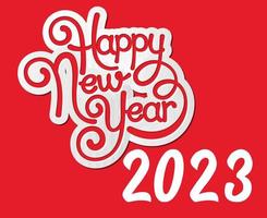 2023 Happy New Year Holiday Illustration Vector Abstract White With Red Background