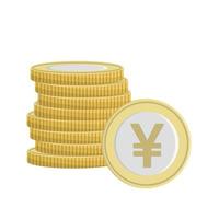 Stack of golden coins with yuan sign, flat vector, isolated on white vector