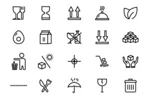 ilustración del icono del conjunto relacionado con el embalaje. estilo de icono de línea. adecuado para símbolos en envases de alimentos. diseño vectorial simple editable. píxel perfecto a 32 x 32 vector