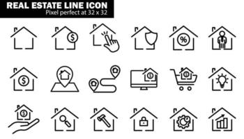 ilustración del icono de conjunto relacionado con bienes raíces. estilo de icono de línea. diseño vectorial simple editable. píxel perfecto a 32 x 32 vector