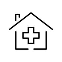 ilustración del icono de la casa con el signo más del hospital. estilo de icono de línea. icono relacionado con la salud y la medicina. diseño vectorial simple editable. píxel perfecto a 64 x 64 vector