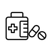 Medicine bottle icon illustration. line icon style. icon related to healthcare and medical. Simple vector design editable. Pixel perfect at 64 x 64