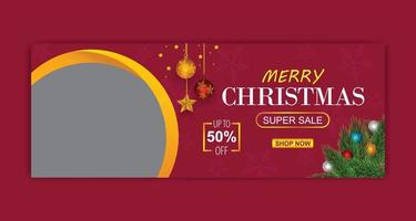 Christmas and New year social media cover banner vector