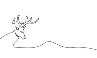 Continuous one line drawing of deer with. Vector illustration of animal deer animal theme