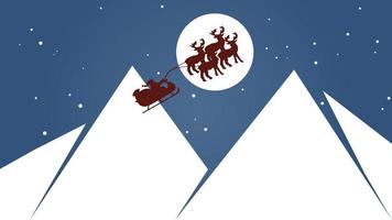Christmas landscape with Santa Claus and reindeers vector
