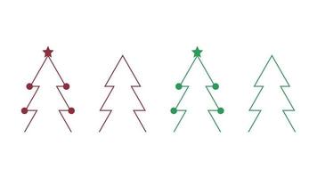 Minimal Christmas trees, red and green color vector