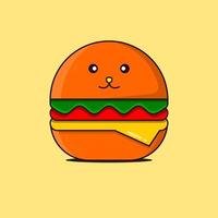 lindo, hamburguesa, vector, caricatura vector