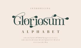 Gloriosum abstract simple fashion wedding alphabet. Elegant ligature typography design vector