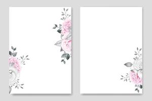 wedding invitation card with floral rose watercolor vector