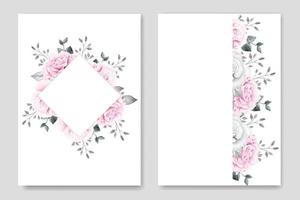 wedding invitation card with floral roses watercolor vector