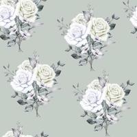 Seamless Pattern Floral Roses Watercolor vector