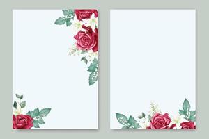 wedding invitation card with floral rose watercolor vector