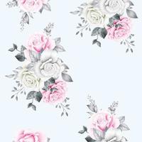 seamless, patrón, floral, rosas, acuarela vector