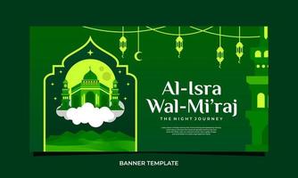 Isra Mi'raj night journey illustration gradient vector banner template
