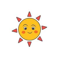 ilustración vectorial gráfico de sol sonriente lindo icono vector