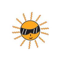 ilustración vectorial gráfico de sol con gafas de sol icono sonriente vector