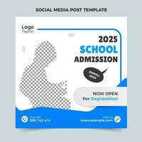School admission social media post,  Blue and black web banner template, kids admission banner design, Squire post banner design vector