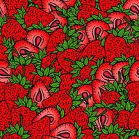 Strawberry pattern background with hand drawn style vector