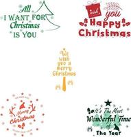 Christmas greeting text and ornaments editable vector EPS