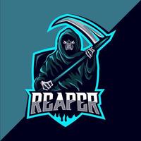 Reaper skull mascot esport logo design vector