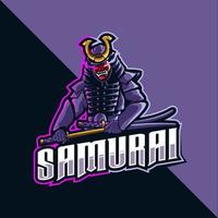 Samurai mascot esport logo Vector