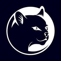 Silhouette cat head with piercing gaze in circle vector