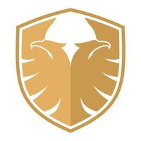 Simple brown twins logo with wings spread inside shield vector