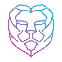 Simple logo lion head line full color long mane vector