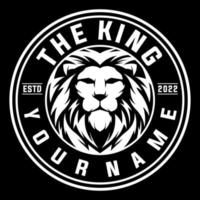 The king's lion head with a long mane in a black and white circle vector