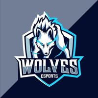 diseño de logotipo de esport de lobo blanco vector