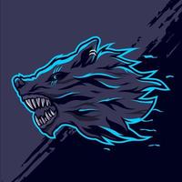 wolf head esport mascot logo illustration vector