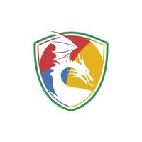 winged dragon and security logo vector