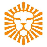 logotipo simple de silueta de cabeza de león brillante en el interior vector