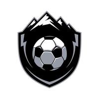 diseño de vector de montaña y bola de emblema de logotipo simple