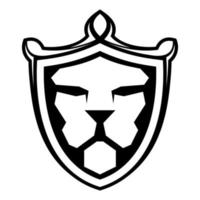 Simple logo silhouette geometric lion head inside shield vector
