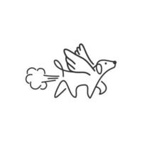 Winged little dog logo while exhaling gas vector