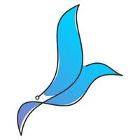 Simple tech gradient blue bird logo with stretched wings vector