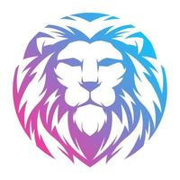 Simple logo full color long mane lionhead vector