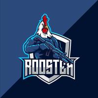 Rooster with gun esport mascot logo vector