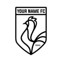 logotipo de gallo simple y elegante dentro del escudo perfecto para un equipo de fútbol vector