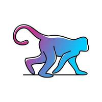logotipo de mono que camina simple a todo color vector