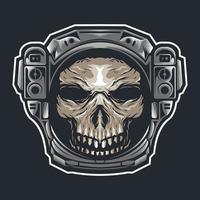 Skull head with astronaut helmet vector