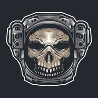 Skull head with astronaut helmet vector