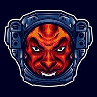 The head of the devil with the helmet of an astronaut vector