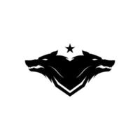 two wolf heads and a security vector logo illustration